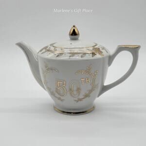 Lefton China Porcelain Tea Pot 50th Anniversary Gold Design